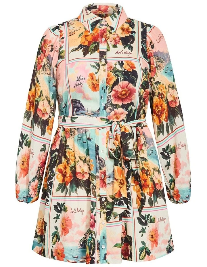 Ezra Aloha Print Mini Dress in Multi image 3