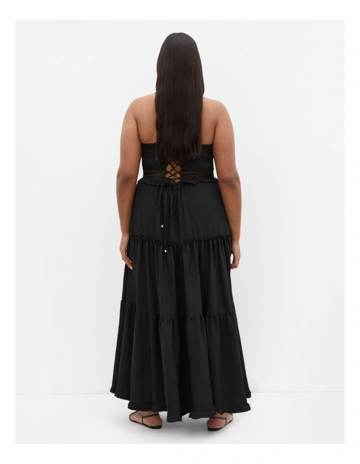 Aura Crochet Tier Maxi Dress in Black image 2