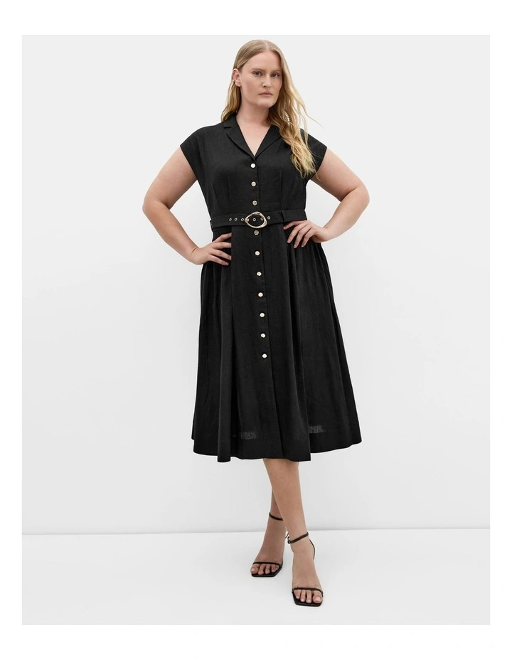 Liliyana Linen Dress in Black image 1