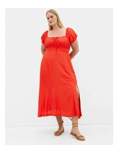 Abbigail Split Midi Dress in Watermelon
