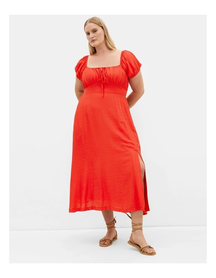 Abbigail Split Midi Dress in Watermelon image 1