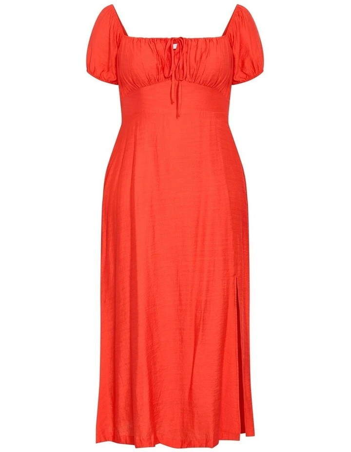 Abbigail Split Midi Dress in Watermelon image 3