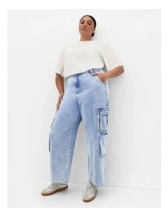 Harley Fit Cass Cargo Jeans in Light Wash