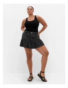 Lola Chambray Denim Skort in Black Wash