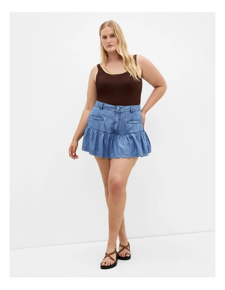 Lola Chambray Denim Skort in Mid Wash image 1