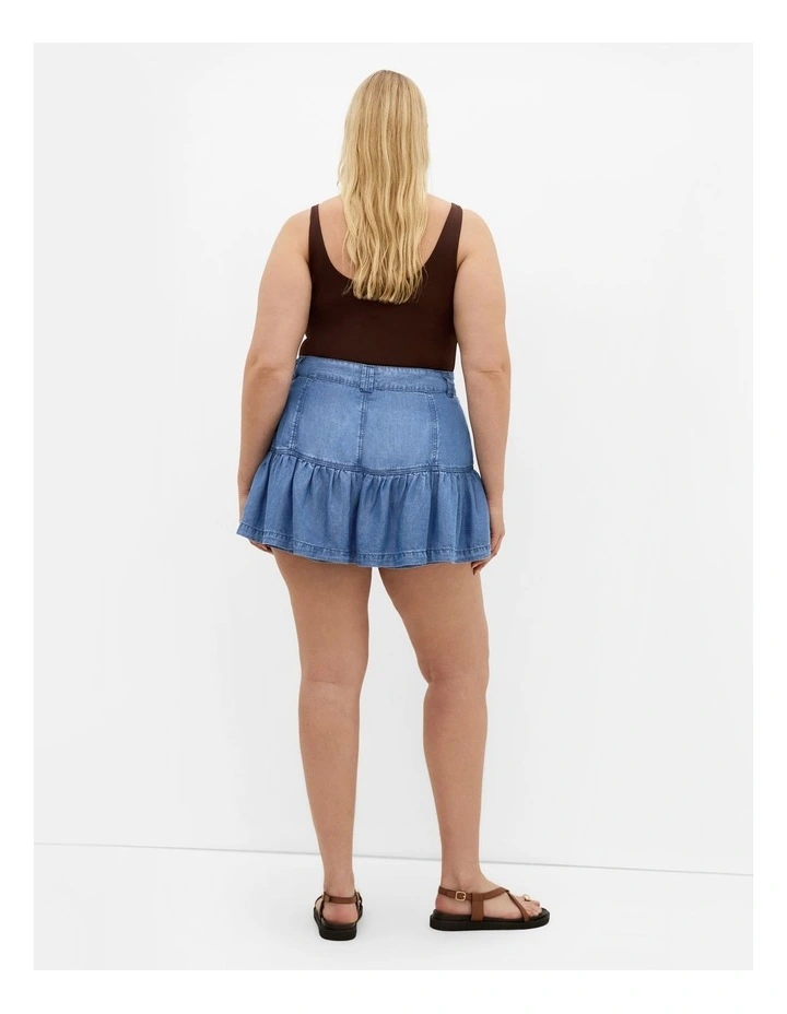 Lola Chambray Denim Skort in Mid Wash image 2