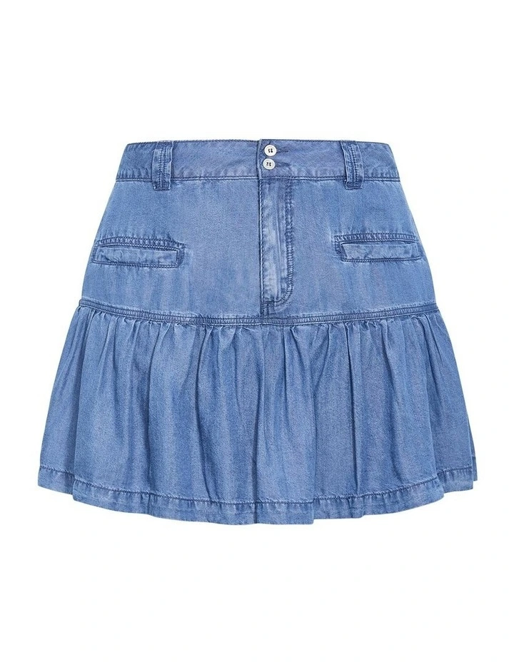 Lola Chambray Denim Skort in Mid Wash image 3