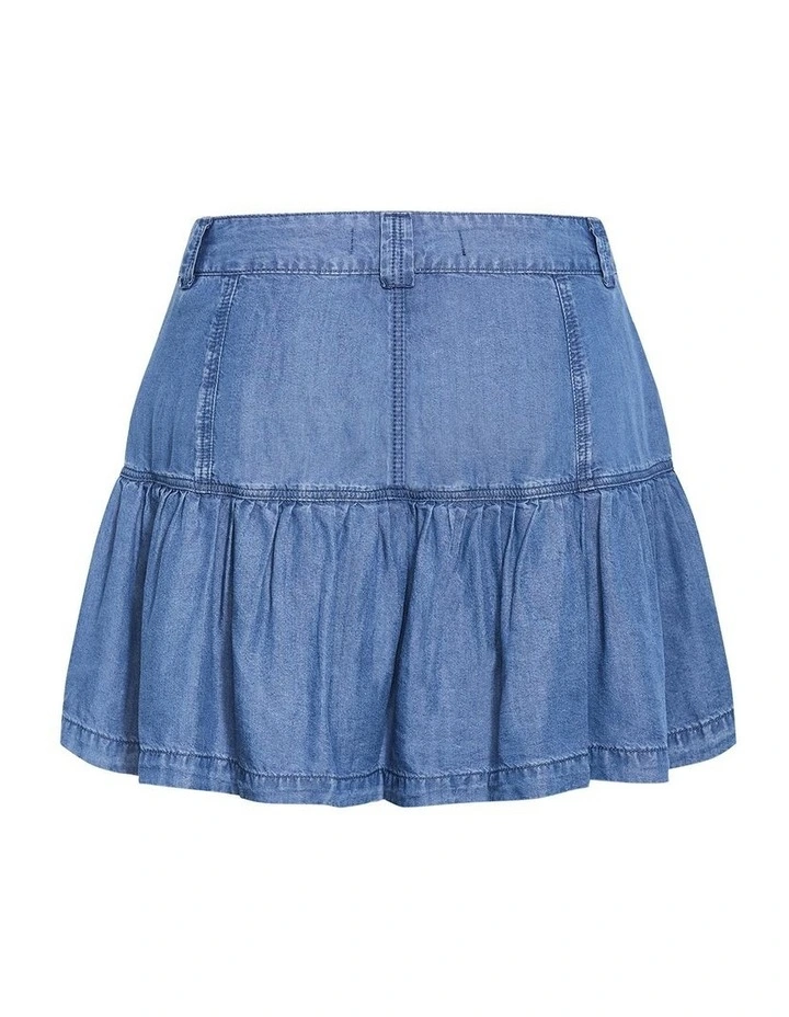 Lola Chambray Denim Skort in Mid Wash image 4