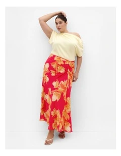 Soiree Print Maxi Skirt in Fuchsia