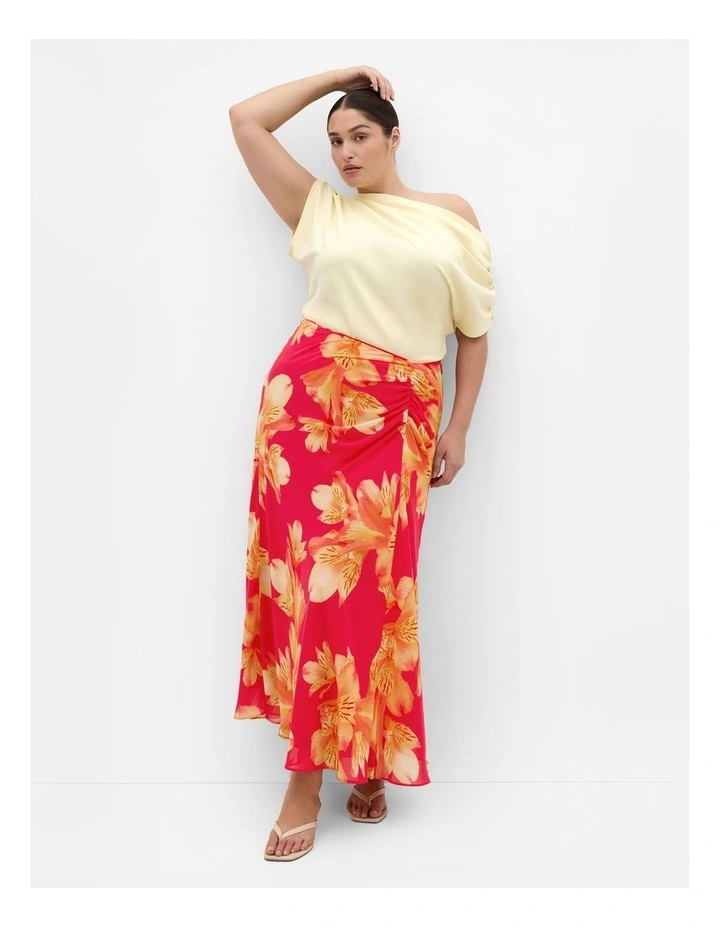 Soiree Print Maxi Skirt in Fuchsia image 1