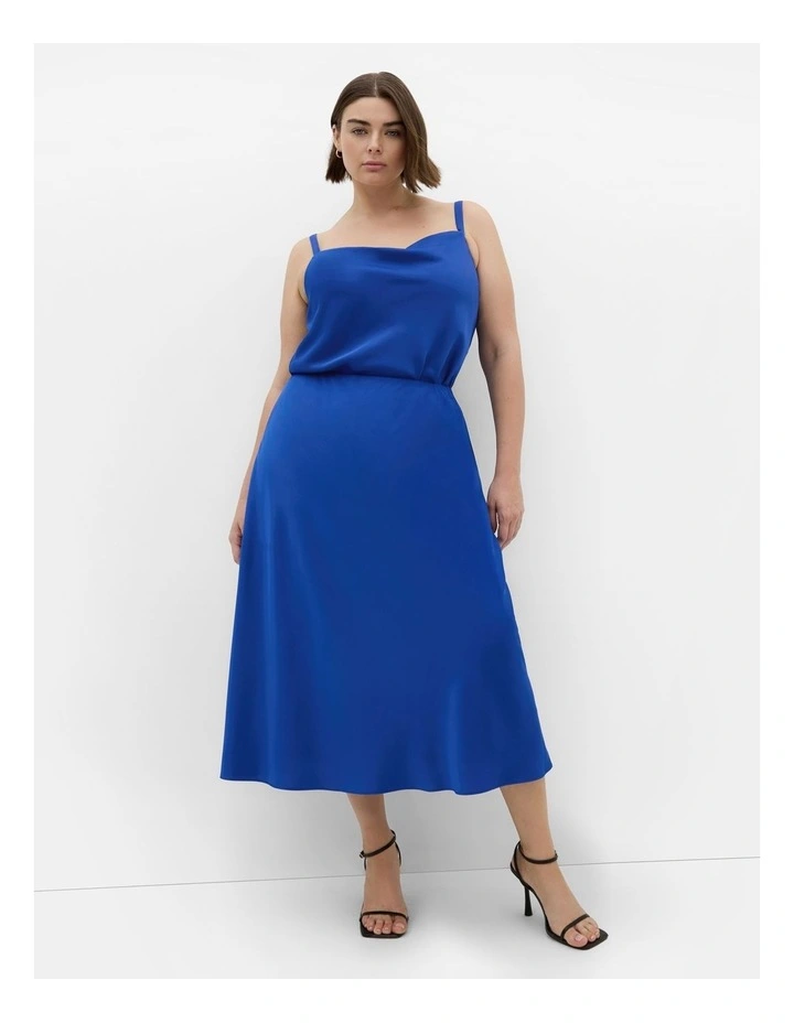 Miranda Satin Midi Skirt in Cerulean image 1