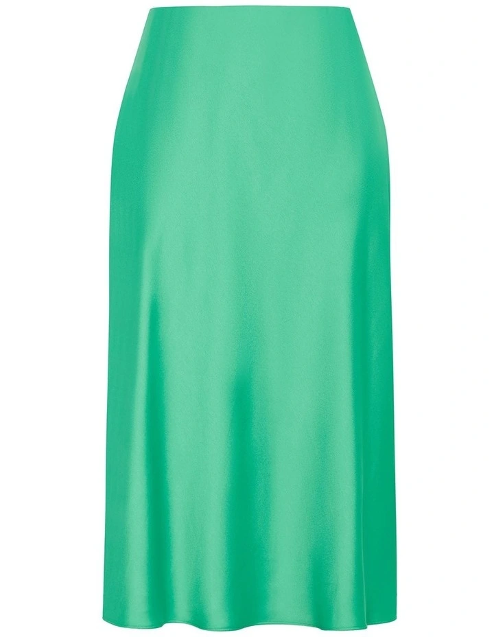 Miranda Satin Midi Skirt in Greenstone image 3