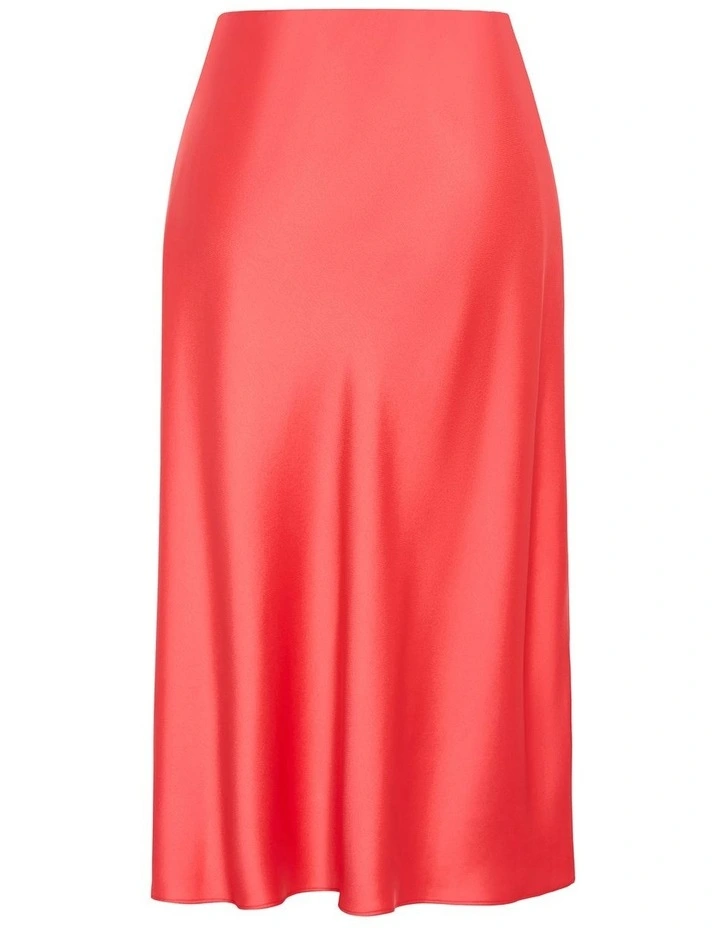 Miranda Satin Midi Skirt in Watermelon image 3