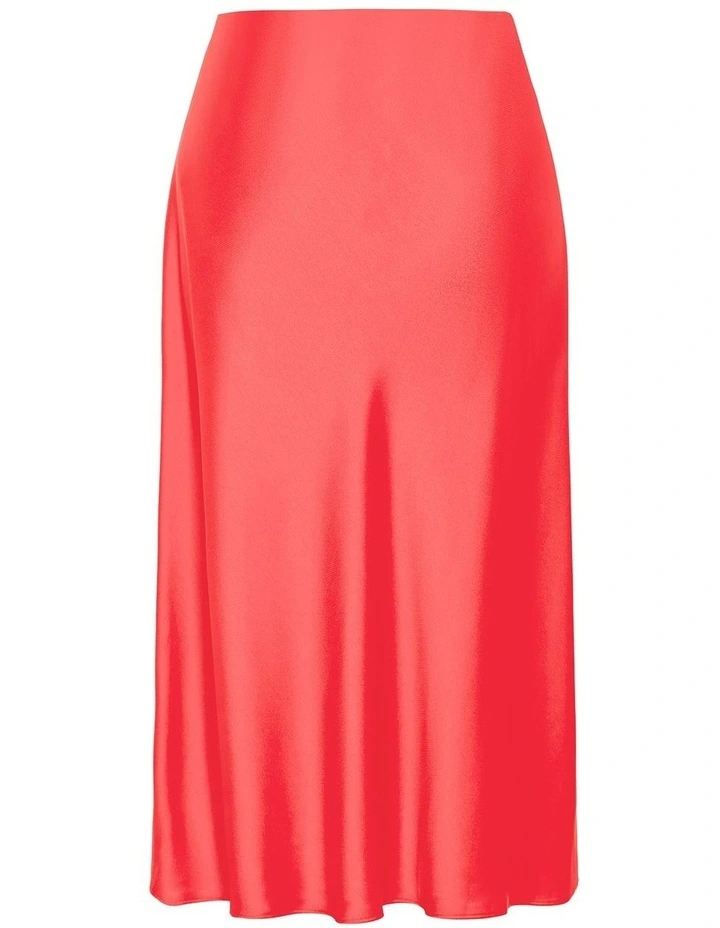Miranda Satin Midi Skirt in Watermelon image 4