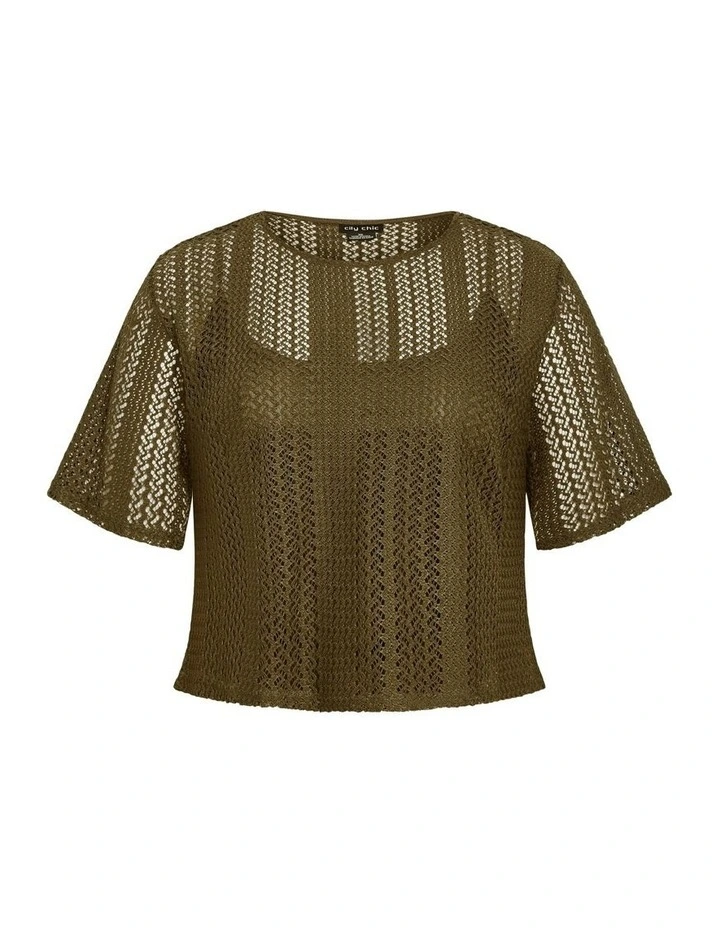 Crochet Lover Top in Khaki image 5