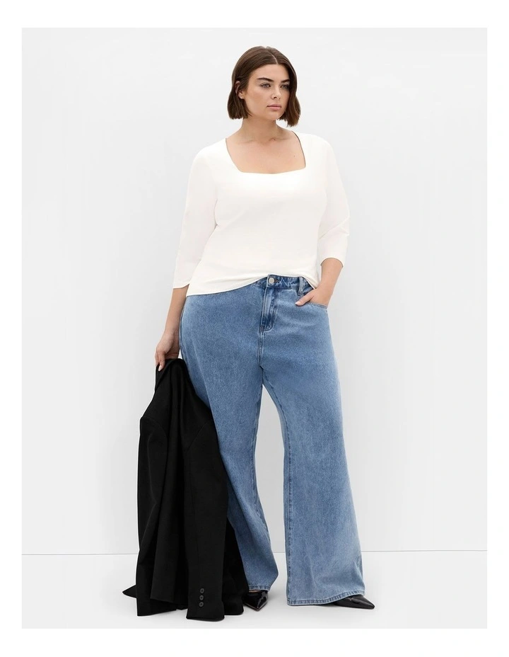 Anny Square Neck Top in Ivory image 1