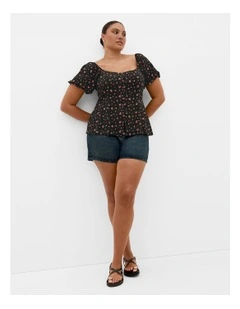 Daydreamer Floral Print Top in Black