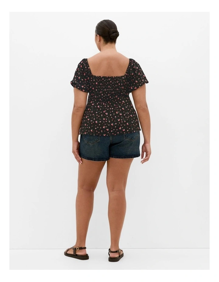 Daydreamer Floral Print Top in Black image 2