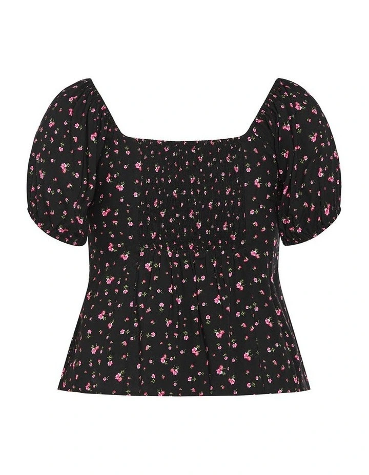 Daydreamer Floral Print Top in Black image 4