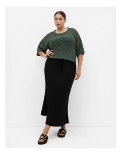 Crochet Knit Top in Forest Green