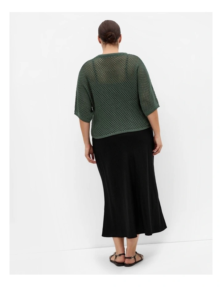 Crochet Knit Top in Forest Green image 2