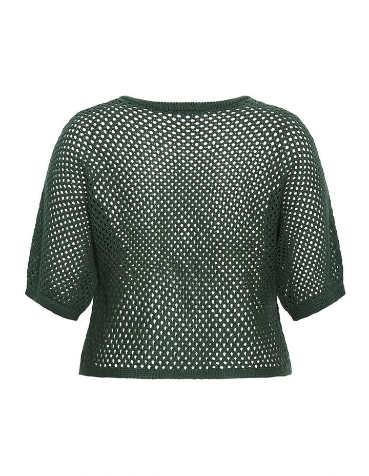 Crochet Knit Top in Forest Green image 4