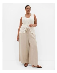 Crochet Knit Tie Vest in Cream