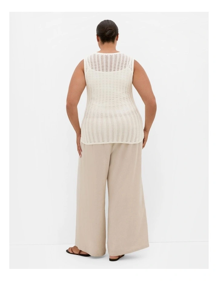Crochet Knit Tie Vest in Cream image 2