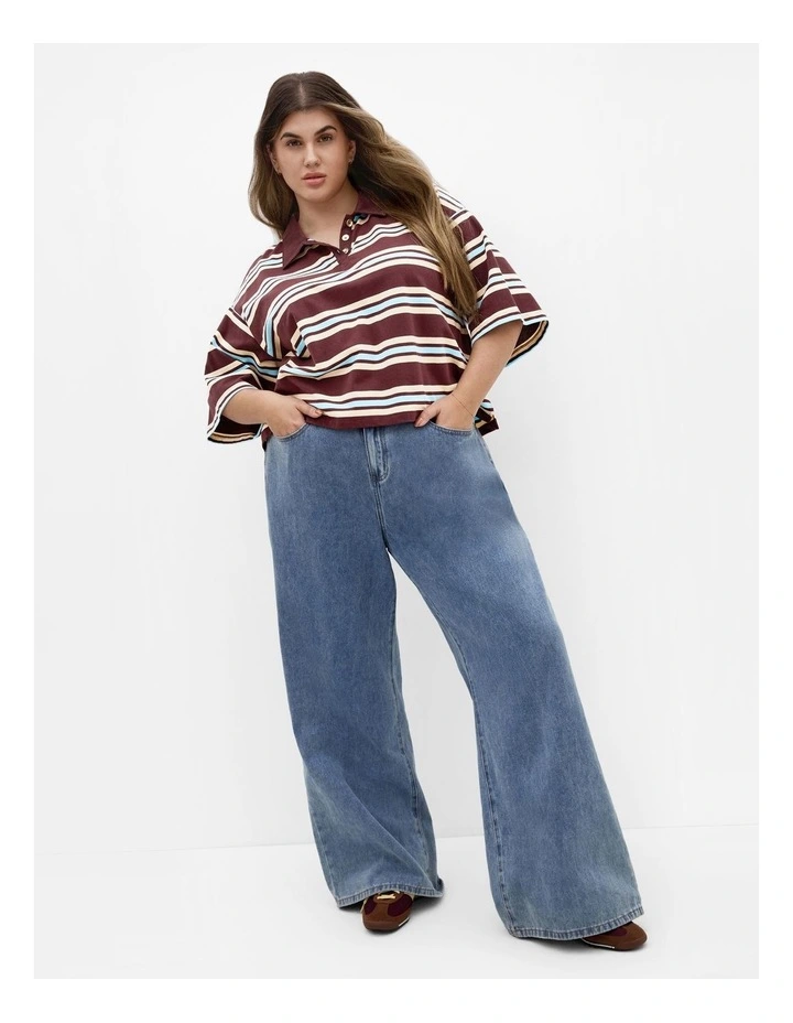 Rugby Polo Oversized Tee in Choc Cherry image 1