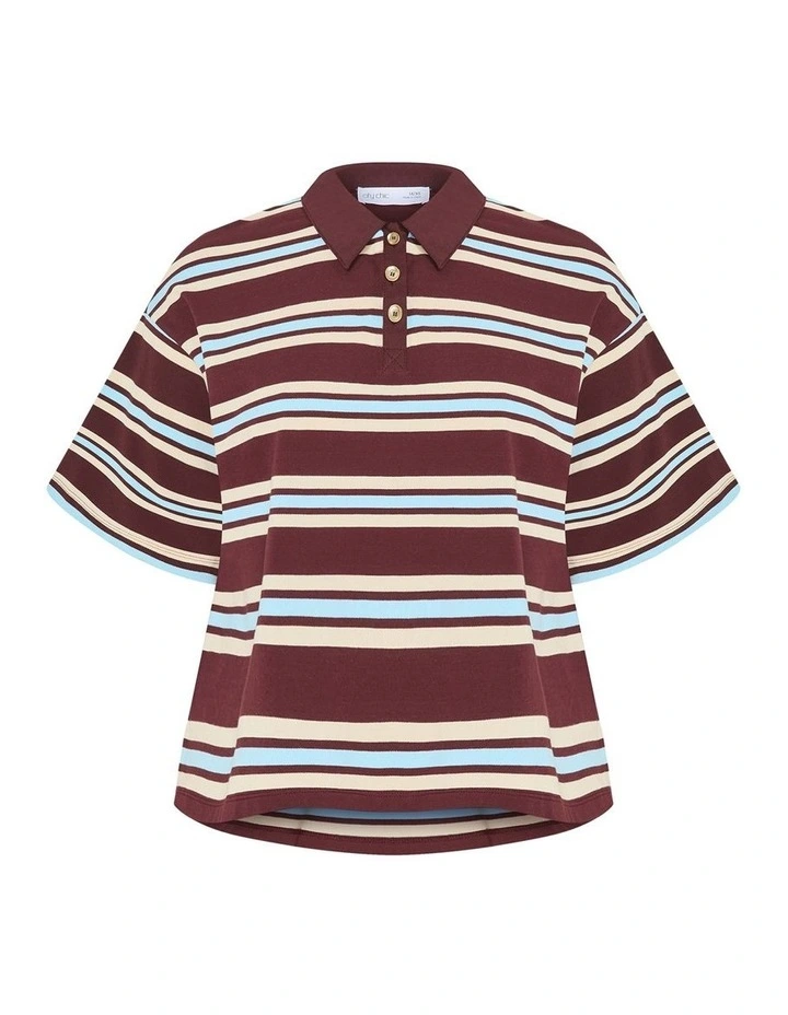 Rugby Polo Oversized Tee in Choc Cherry image 3