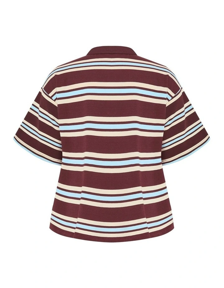 Rugby Polo Oversized Tee in Choc Cherry image 4