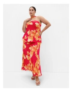 Soiree Print Frill Detail Top in Fuchsia