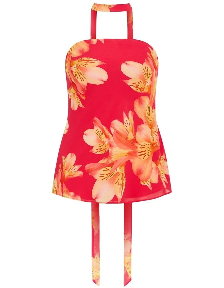 Soiree Print Frill Detail Top in Fuchsia image 3