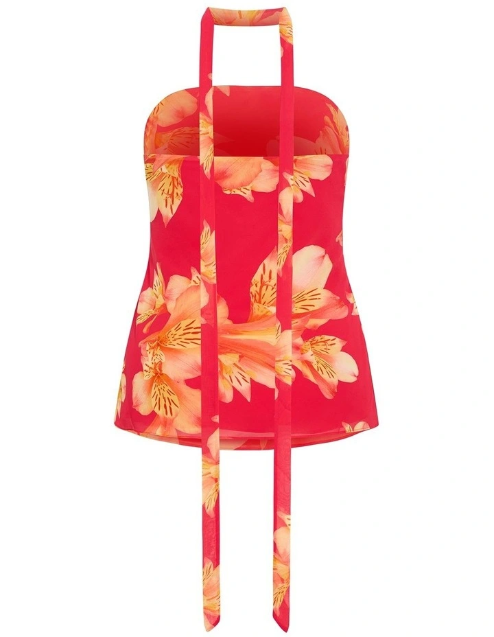 Soiree Print Frill Detail Top in Fuchsia image 4