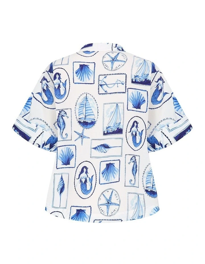 Liana Print Shirt in Amalfi Postcard image 4