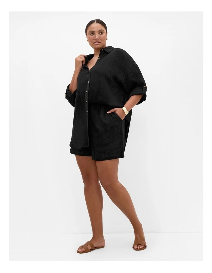 Poolside Cover Up Shirt in Black image 1