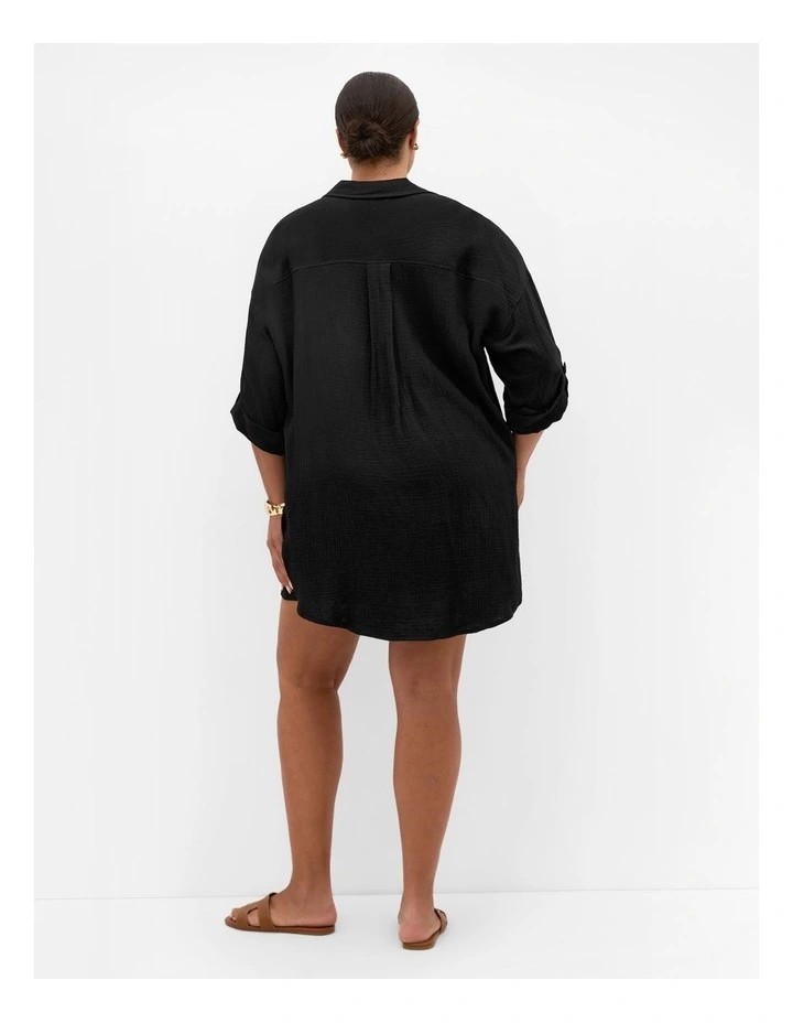 Poolside Cover Up Shirt in Black image 2