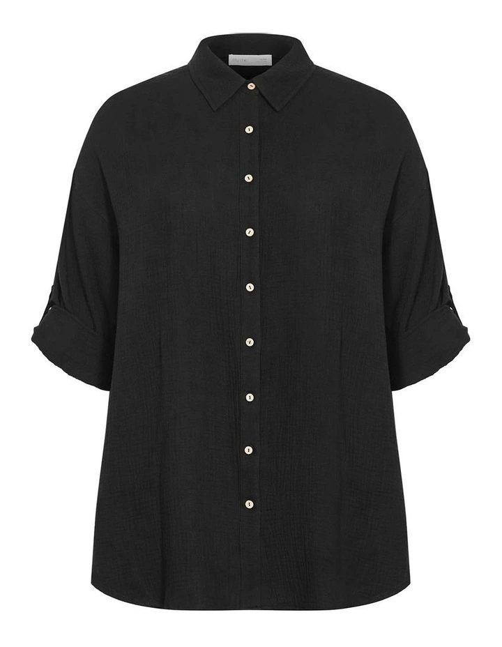 Poolside Cover Up Shirt in Black image 3