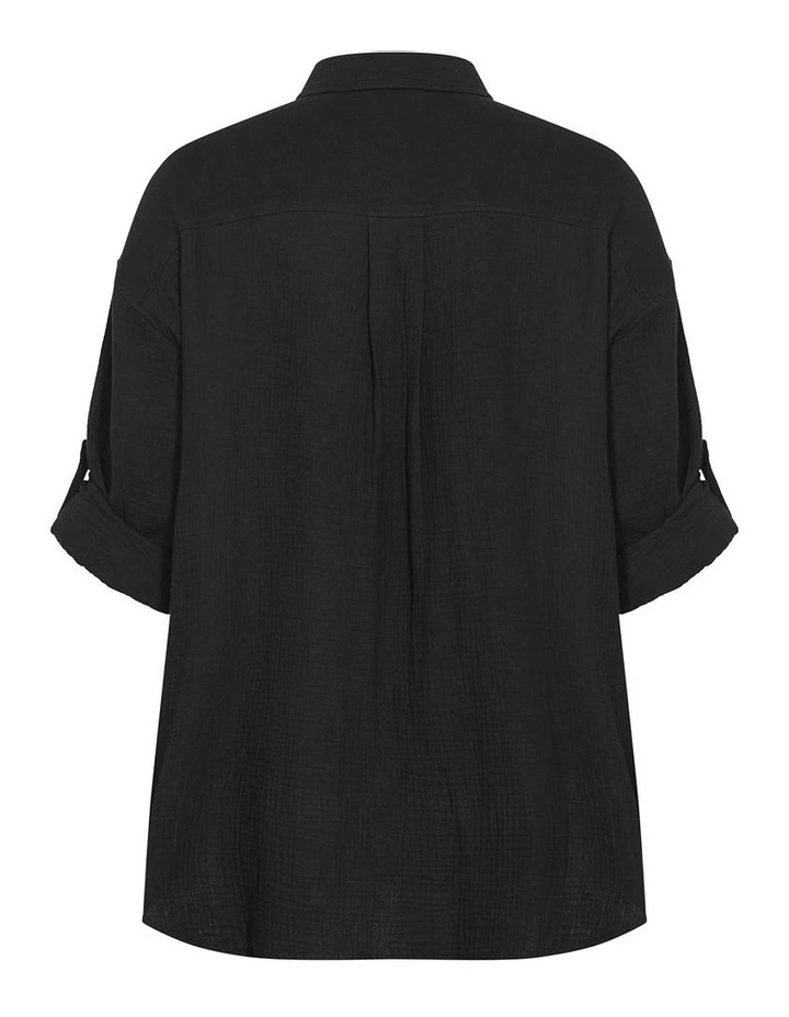 Poolside Cover Up Shirt in Black image 4