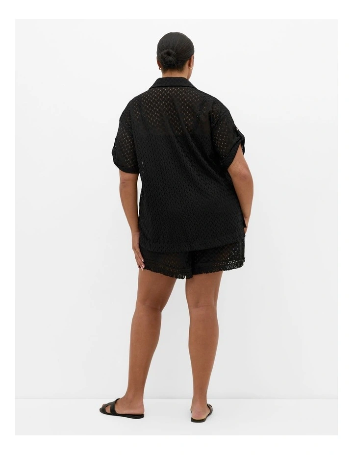 Andros Jacquard Knit Shirt in Black image 2