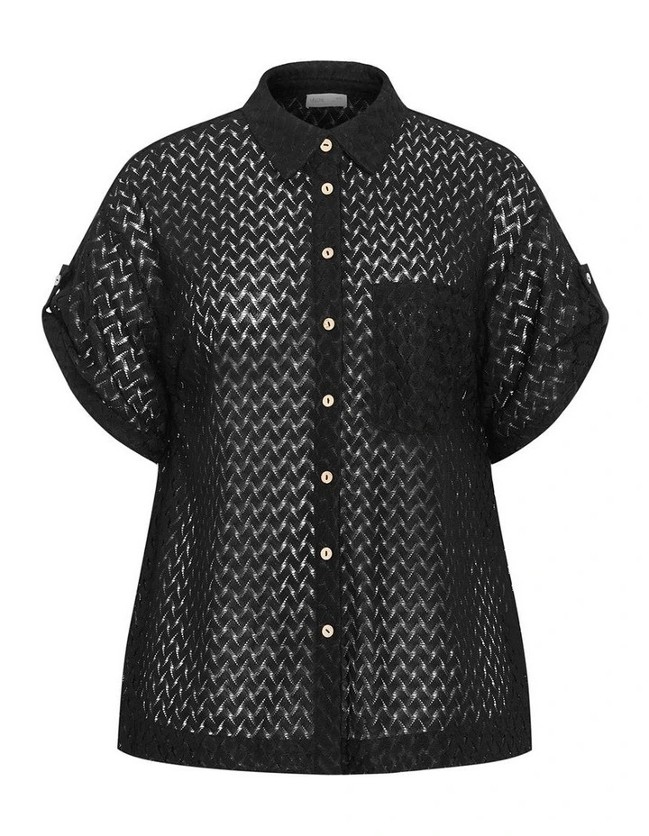 Andros Jacquard Knit Shirt in Black image 3