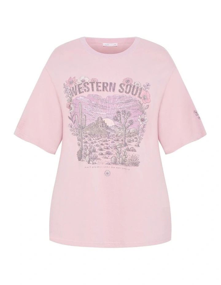 Western Soul Tee in Pink image 3