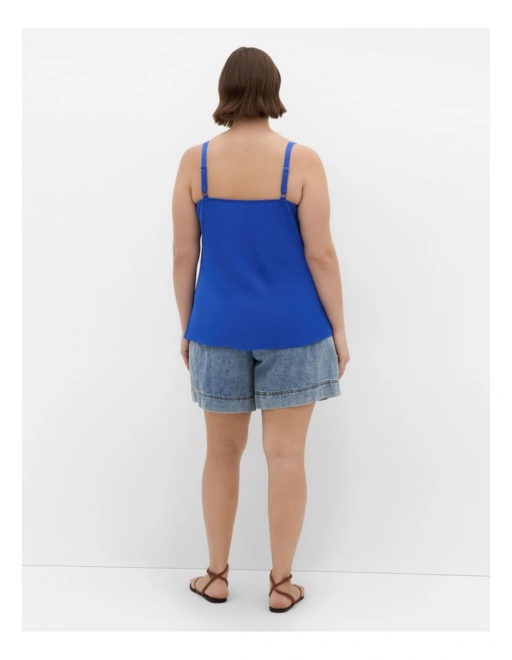 Cowl Neck Satin Cami in Cerulean image 2