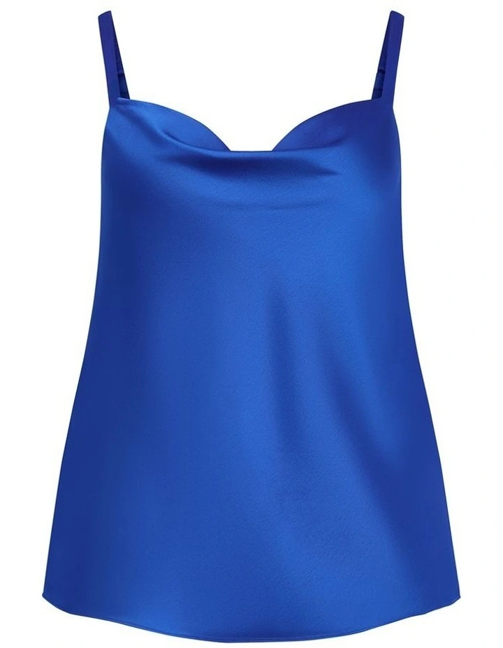 Cowl Neck Satin Cami in Cerulean image 3