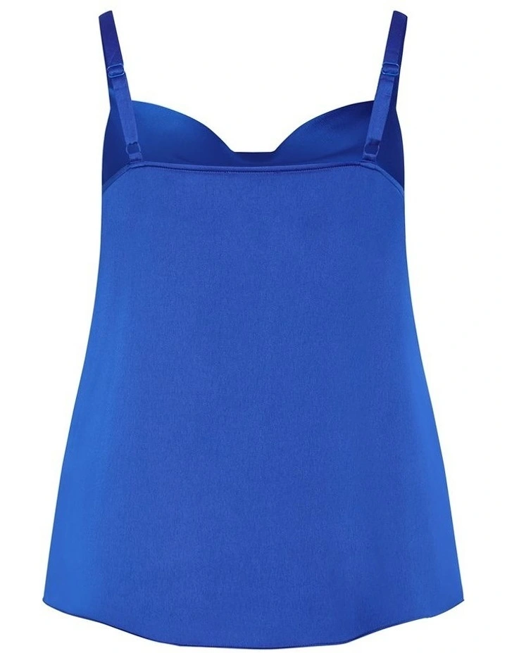 Cowl Neck Satin Cami in Cerulean image 4