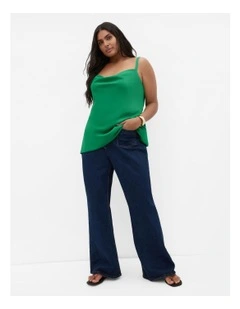 Cowl Neck Satin Cami in Greenstone