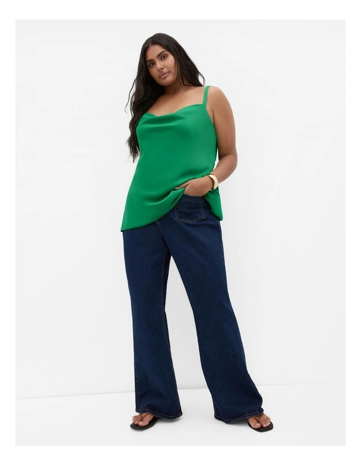 Cowl Neck Satin Cami in Greenstone image 1