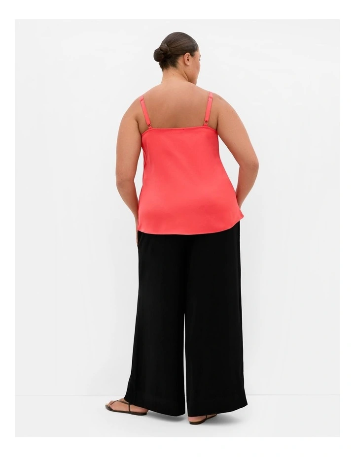 Cowl Neck Satin Cami in Watermelon image 2