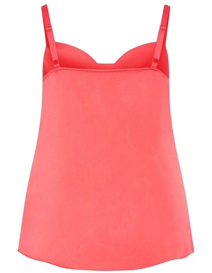 Cowl Neck Satin Cami in Watermelon image 4
