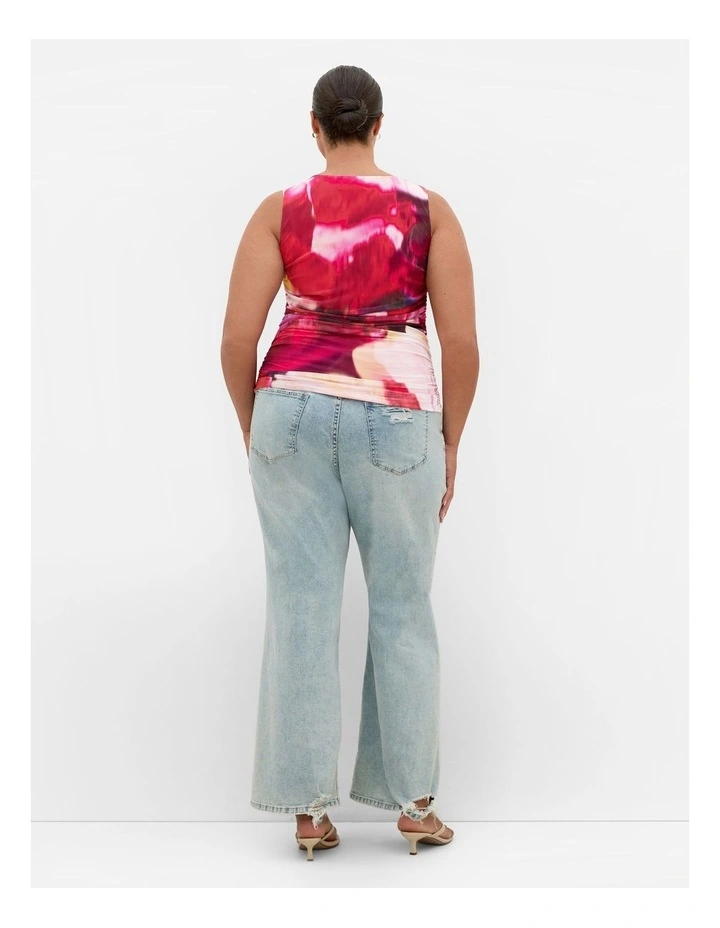 Lidia Ruched Print Top in Colour Burst image 2